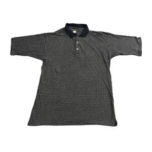 Expressions Polo Shirt Mens Large Navy Blue‎ Excellent Geometric Grid USA Made